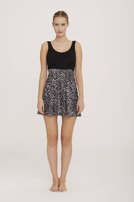 Lapieno - Sıfır Kol Elbise Mayo Yarı Kapalı Mayo Melly 3592 Siyah Remsa Mayo (1)