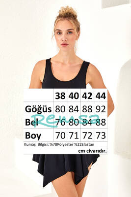 Sıfır Kol Şortlu Elbise Mayo Yüzücü Etekli Mayo 3844 Siyah · 4