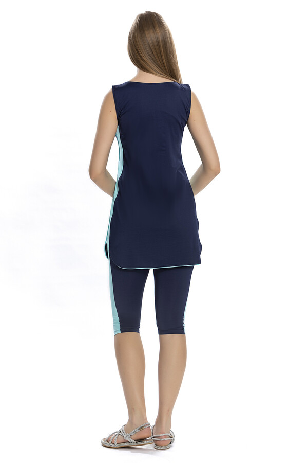 Sıfır Kol Taytlı Yarı Kapalı Mayo 156-02 Lacivert - Thumbnail