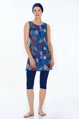 Rozamay - Sleeveless Half-Covered Leggings Swimsuit Renna 9313 Dark Navy (1)