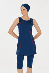 Rozamay - Sleeveless Half-Covered Swimsuit Marga 9098 Light Navy Blue