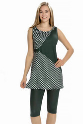 Armes - Sleeveless Legging-Style Semi-Covered Swimsuit 155-29 Khaki