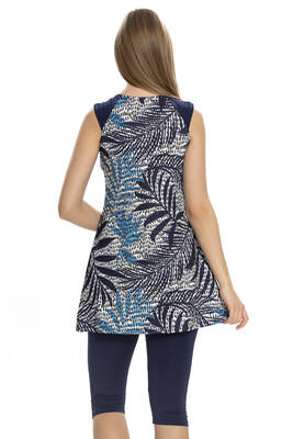 Armes - Sleeveless Legging-Style Semi-Covered Swimsuit 157-512 Navy Blue (1) Armes - Sleeveless Legging-Style Semi-Covered Swimsuit 157-512 Navy Blue (1)