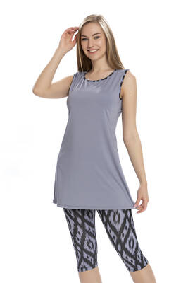 Armes - Sleeveless Leggings Half-Covered Swimsuit 3151-13 Lilac