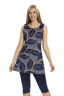 Armes - Sleeveless Leggings Modest Swimsuit 152-504 Navy Blue Armes - Sleeveless Leggings Modest Swimsuit 152-504 Navy Blue