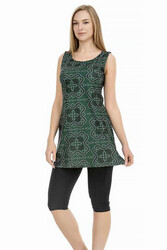 Armes - Sleeveless Leggings Modest Swimsuit 153-508 Khaki
