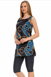 Armes - Sleeveless Leggings Modest Swimsuit 158-514 Navy Blue