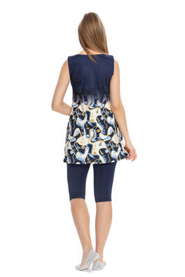 Remsa - Sleeveless Modest Swimsuit 161-02 Navy Blue (1) Remsa - Sleeveless Modest Swimsuit 161-02 Navy Blue (1)