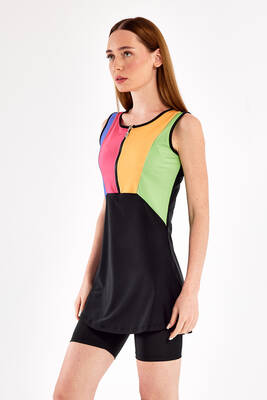 Adasea - Sleeveless Semi-Covered Swimsuit Blair 1616 Black (1) Adasea - Sleeveless Semi-Covered Swimsuit Blair 1616 Black (1)