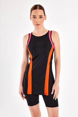 Adasea - Sleeveless Semi-Covered Swimsuit Mia 1617 Black (1)