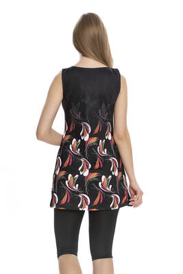 Armes - Sleeveless Semi-Covered Swimsuit With Tights 162-01 Black (1)