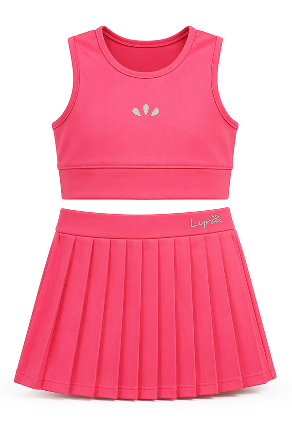 Sleeveless Skirted Shorts Swimsuit for Girls 26601 Pink - Thumbnail