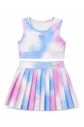 Haliç Mayo - Sleeveless Skirted Swimsuit Set for Girls in Ice Blue