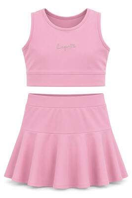 Haliç Mayo - Sleeveless Top Skirted Girl Swimsuit Set 26603 Powder (1)