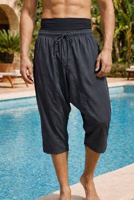 Remsa - Sloper Style Capri Swim Trunks in Anthracite
