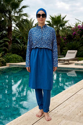 Haliç Mayo - Small Pattern Full-Cover Swimwear Set