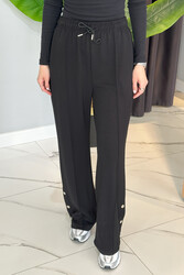 Remsa - Snap Button Wide Leg Pants 33671 Black