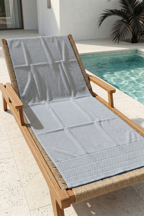 Soft Grey Cotton Beach Pool Bath Towel 70x140 cm - Thumbnail