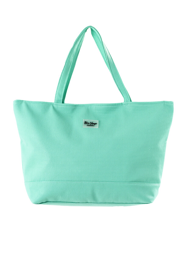 Soft Textured Leather Look Beach Tote Bag 5555 Mint - Thumbnail
