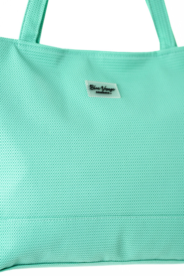 Soft Textured Leather Look Beach Tote Bag 5555 Mint - Thumbnail