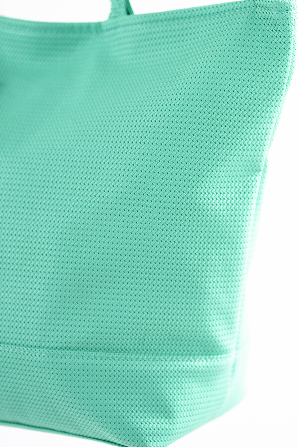Soft Textured Leather Look Beach Tote Bag 5555 Mint - Thumbnail