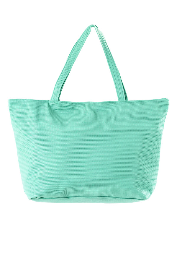 Soft Textured Leather Look Beach Tote Bag 5555 Mint - Thumbnail
