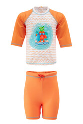 Neopy - Şort Uzun Kollu Takım Uzun Kollu (Kapri Kol) Ananas Çocuk Bebek Mayo 5386 Kawaii Turuncu