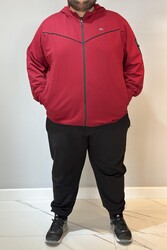 Remsa - Special Production Large Size Extra Large Cotton Men's Tracksuit 24722 Claret Red