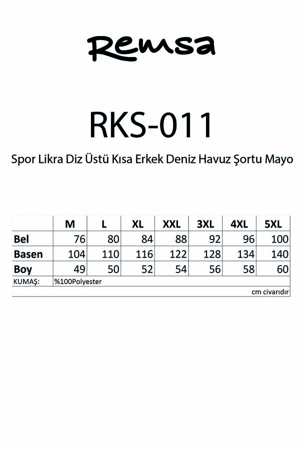 Spor Likra Erkek Deniz Havuz Şortu Mayo RKS-011 Siyah - Thumbnail