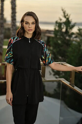 Haliç Mayo - Spor Likra Kısa Kollu Yarı Kapalı Mayo 3418 Siyah01