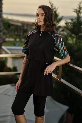 Haliç Mayo - Spor Likra Kısa Kollu Yarı Kapalı Mayo 3418 Siyah01 (1)