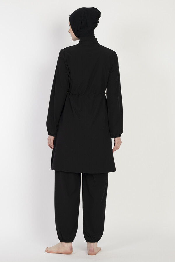 Spor Likra Tam Kapalı Tesettür Mayo 6056 Siyah - Thumbnail