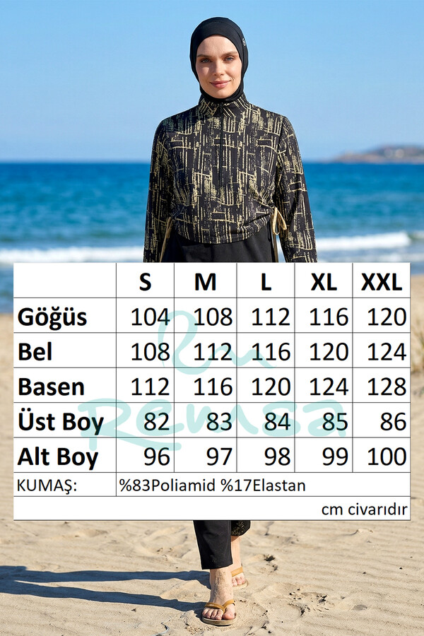 Spor Likra Tam Kapalı Tesettür Mayo 6488 Siyah01 - Thumbnail