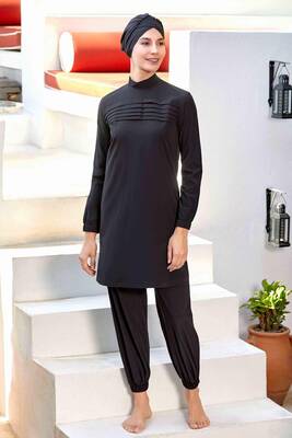 Adasea - Sports Lycra Full Coverage Modest Burkini Angela 4585 Black