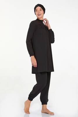 Adasea - Sports Lycra Full Coverage Modest Burkini Angela 4585 Black (1)