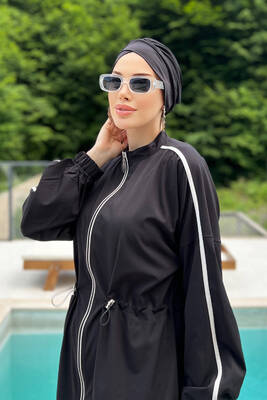 Adasea - Sports Lycra Full-Covered Modest Swimwear Maddie 4581 Black (1) Adasea - Sports Lycra Full-Covered Modest Swimwear Maddie 4581 Black (1)