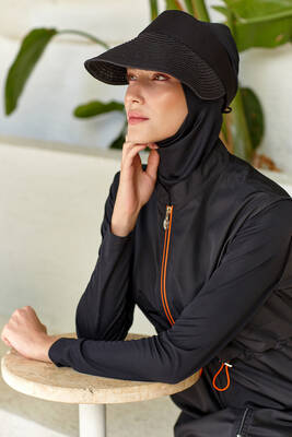 Rozamay - Sporty Full-Cover Swimwear Set Black