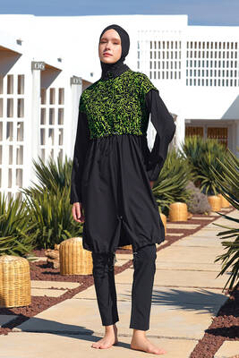 Adasea - Sporty Full Coverage Modest Swimsuit Selina 1217 Black Adasea - Sporty Full Coverage Modest Swimsuit Selina 1217 Black