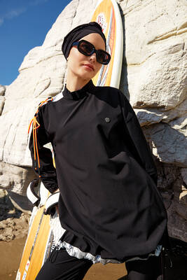 Adasea - Sporty Lycra Full Coverage Modest Swimsuit Kimber 1202 Black Adasea - Sporty Lycra Full Coverage Modest Swimsuit Kimber 1202 Black