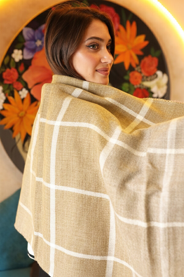 Square Patterned Scarf Shoulder Shawl cm - Thumbnail