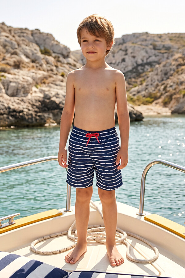 Stacy S216 Dark Navy Boys' Swim Shorts for Children - Thumbnail