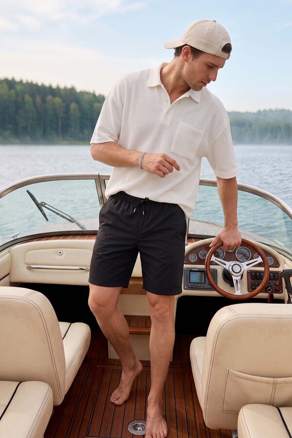 Stretch Athletic Swim Shorts RKS-011 Black - Thumbnail