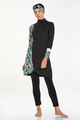 Adasea - Stretch Full Cover Hijab Swimsuit Carol 4525 Black (1)