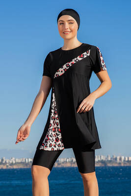 Remsa - Stretch Short Sleeve Semi-Covered Swimwear Set 25222-1 Black