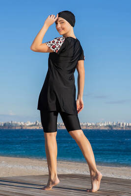 Remsa - Stretch Short Sleeve Semi-Covered Swimwear Set 25222-1 Black (1)