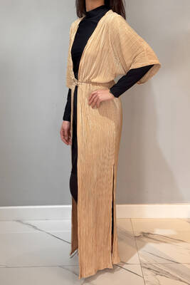 Remsa - Striped Kimono Pareo Caftan with Tie Closure RPK004 Beige (1)