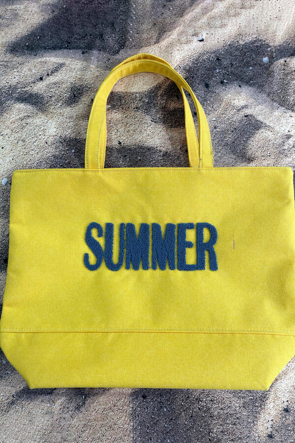 Summer Nakışlı Plaj Çantası Sarı