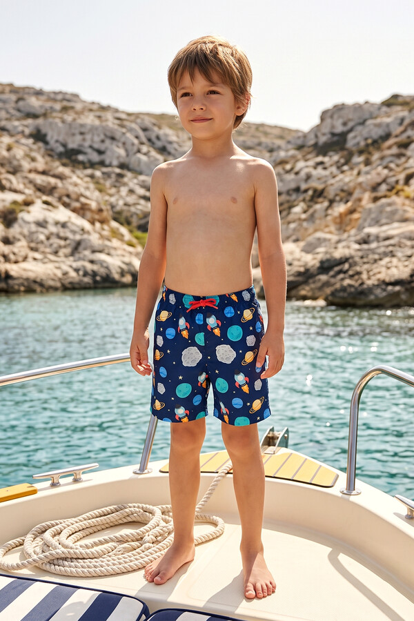 Swim Shorts Boy Baby Astro S214 Dark Navy Blue - Thumbnail