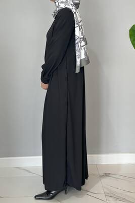 Lale Butik - Tam Boy Düğmeli Ferace 01 Siyah (1)