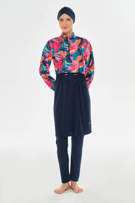 Rozamay - Tam Kapalı Tesettür Mayo Yarım Desenli 3403 Koyu Lacivert (1) Rozamay - Tam Kapalı Tesettür Mayo Yarım Desenli 3403 Koyu Lacivert (1)